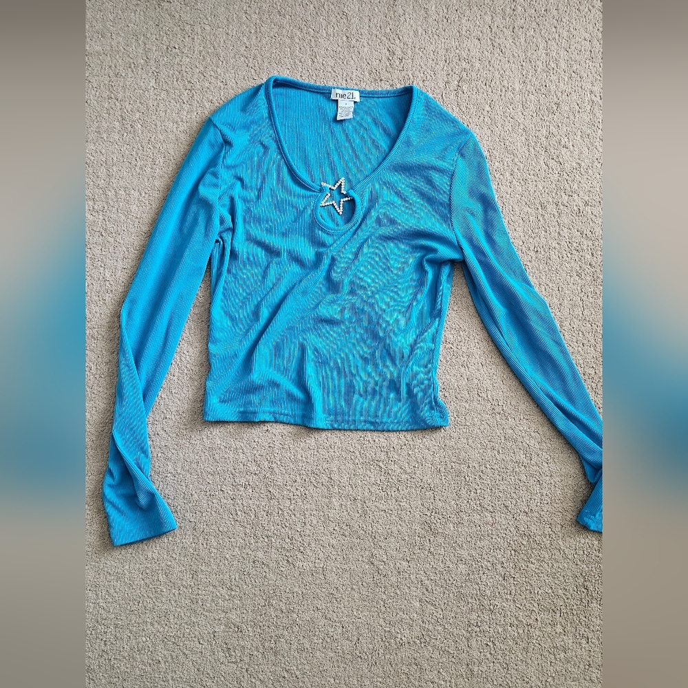 Blue Long Sleeve Top
